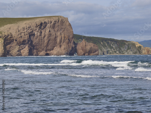 High rocky sea coast. Primorsky Krai