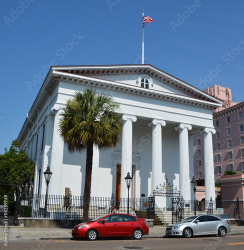  Hibernian Hall is a historic meeting hall and social venue at 105 Meeting Street in Charleston SC and a fine example of Greek Revival architecture. photo