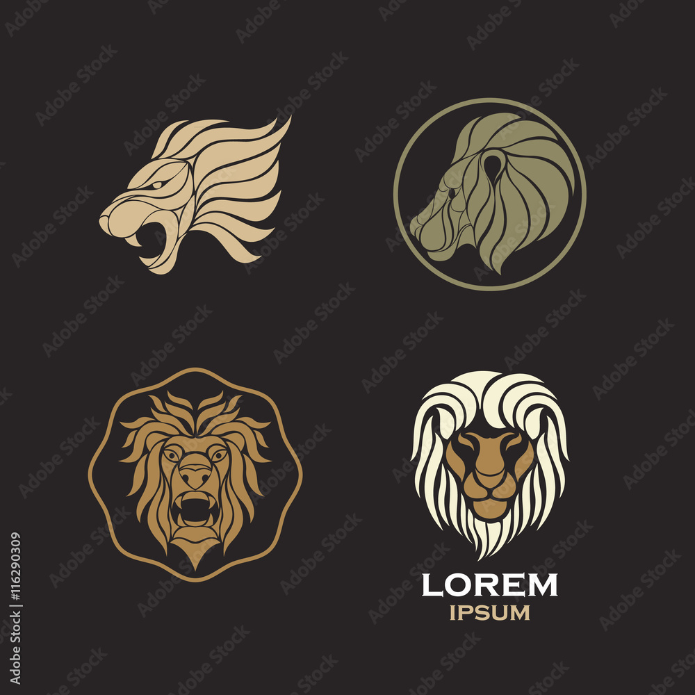 Obraz premium Lion logo design icon vector set