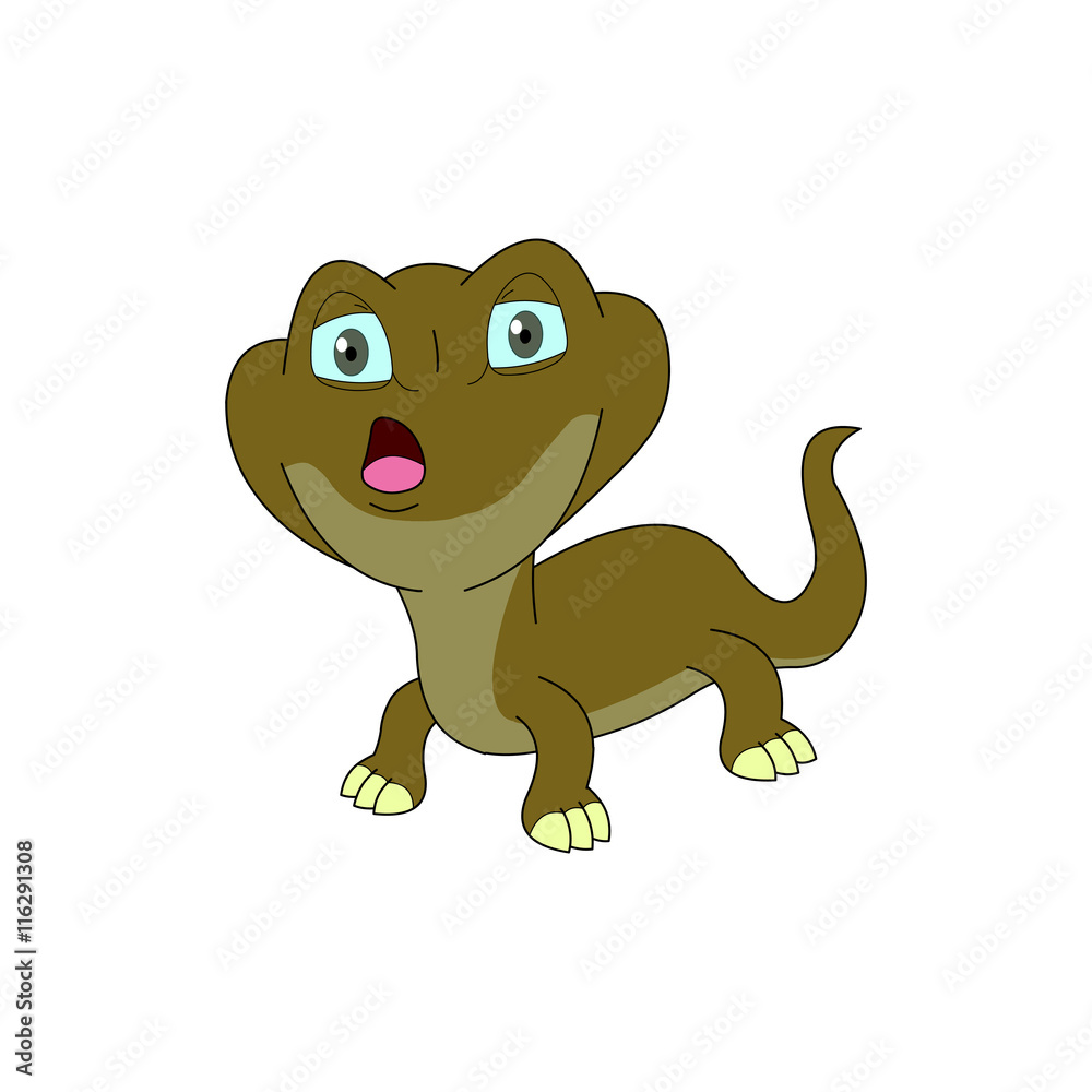 Lizard Cartoon With Front View and Whistling Mouth Lizard Cartoon With Front View and Whistling Mouth