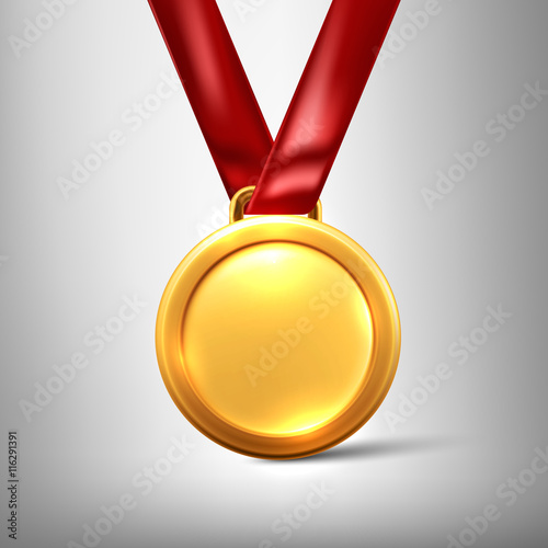 Gold medal isolated on a grey background.Vector EPS10