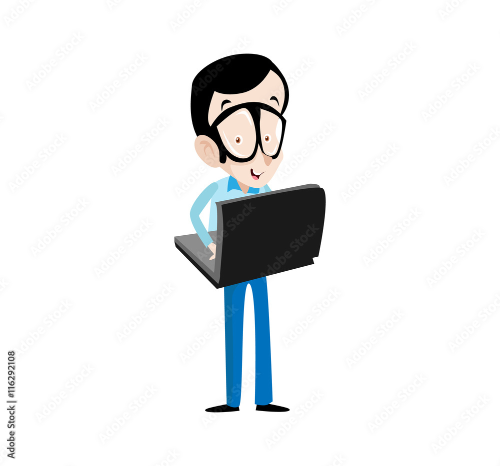 Programmer Geek Vector Illustration Programmer Geek Vector Illustration