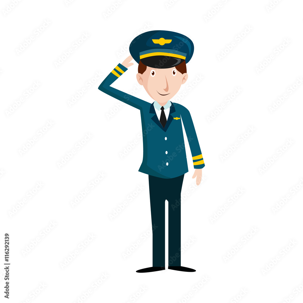 Pilot Vector Illustration in uniform and hat Pilot Vector Illustration in uniform and hat