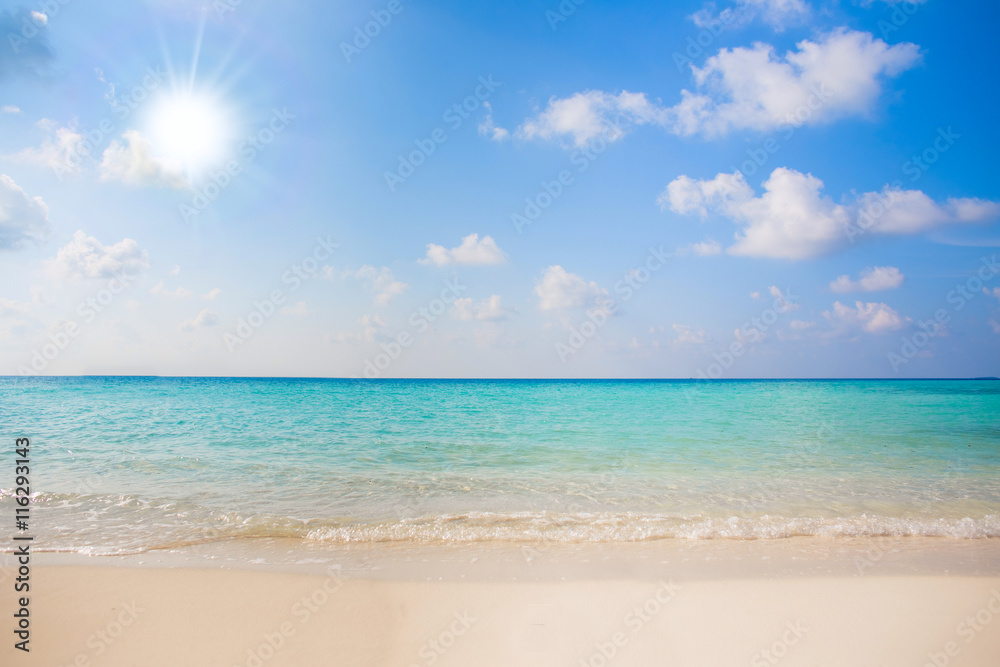 clear ocean water tropical nature background holiday luxury resort with sun