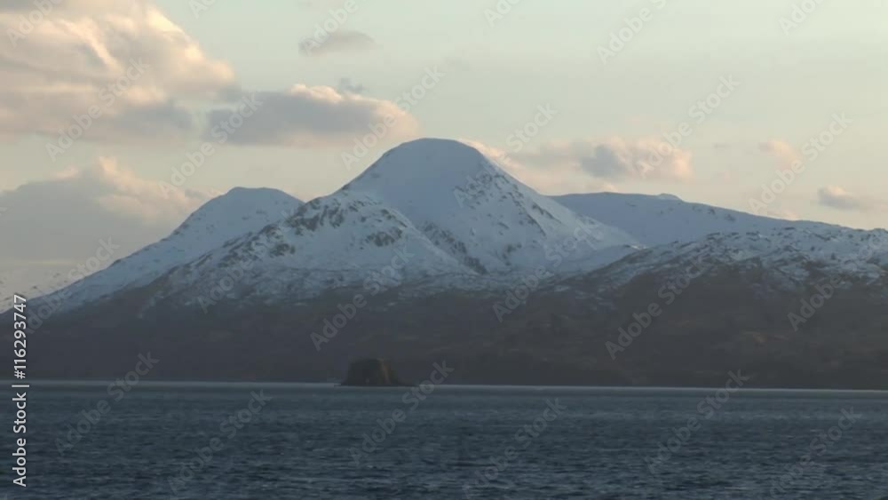 Snowy Mountains in Alaska at sunset Snowy Mountains in Alaska at sunset
