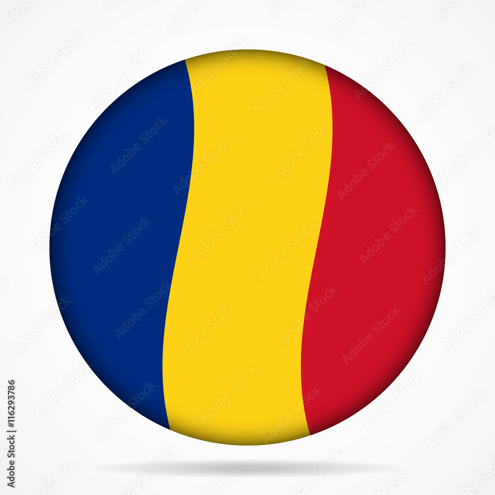 button with waving flag of Romania