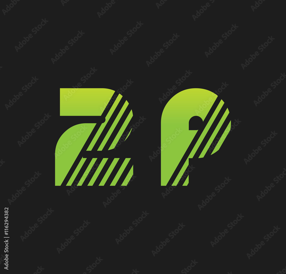 2p initial green with strip 2p initial green with strip