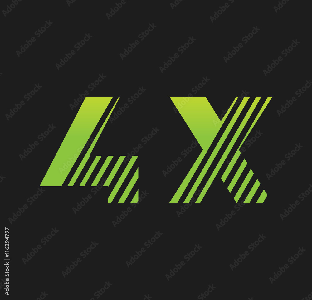 4x initial green with strip 4x initial green with strip