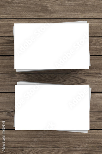 stack of blank name card on wooden background