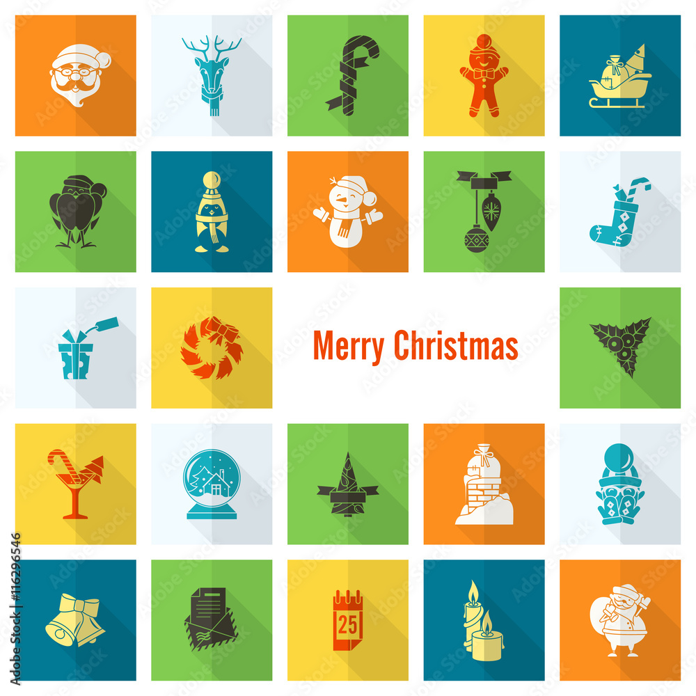 Fototapeta premium Christmas and Winter Icons Collection