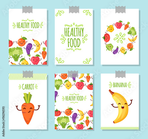 Healty food cartoon representing banners