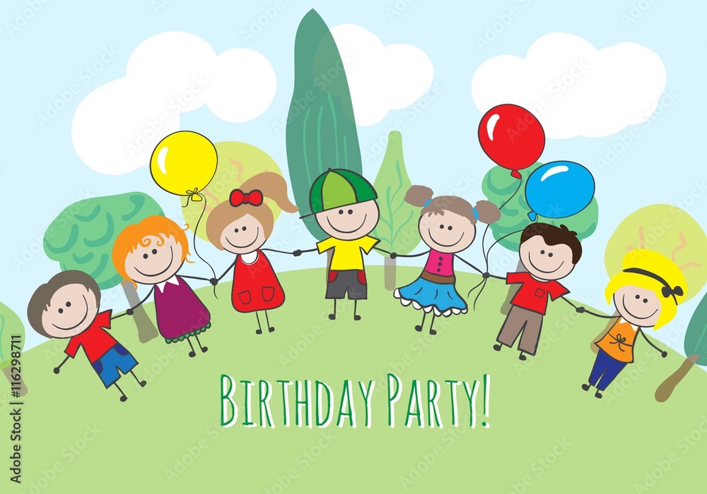 Cartoon children birthday design