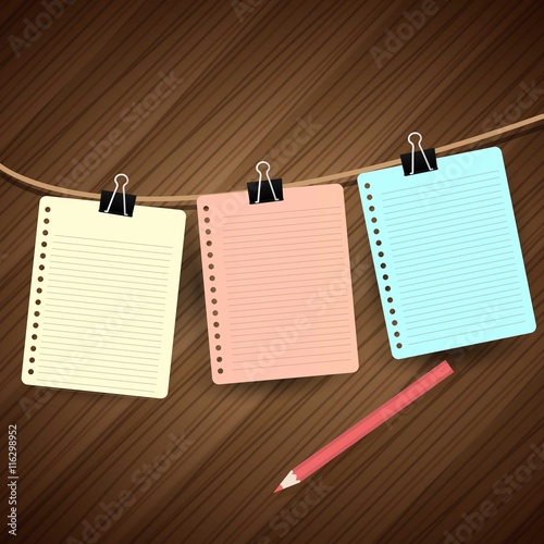 Notebook papers hanging