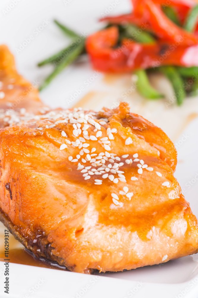 pan fried salmon in teriyaki sauce pan fried salmon in teriyaki sauce