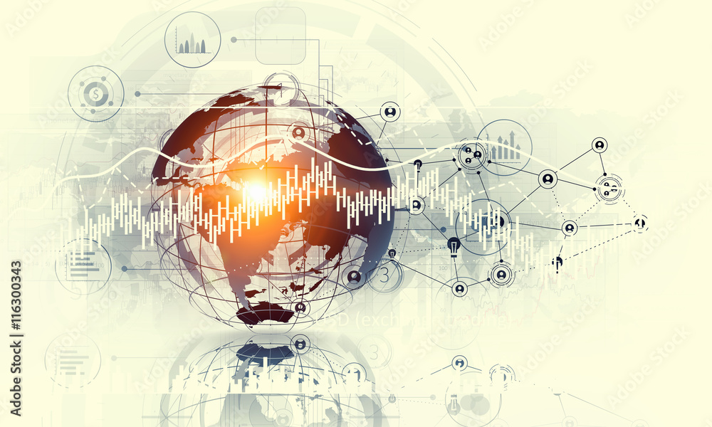 Obraz premium Network community concept . Mixed media