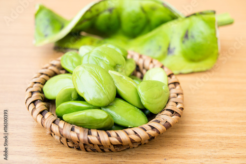 fresh and ripe parkia speciosa or bitter bean, twisted cluster bean, stink bean ( Parkia speciosa., FABACEAE )
