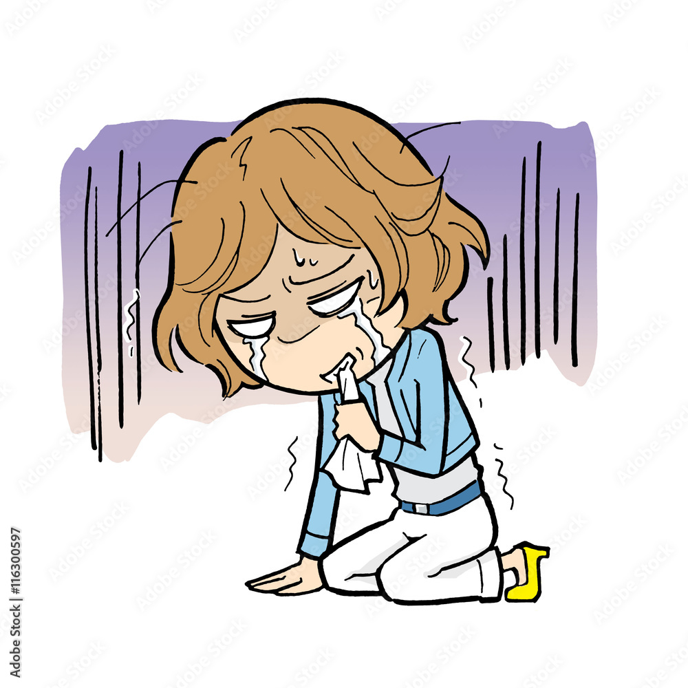 悔しくて泣き崩れる女性 Stock イラスト Adobe Stock