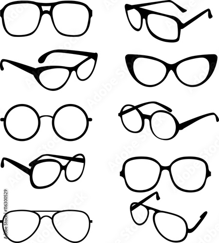 Vector set black illustration of sunglasses frames