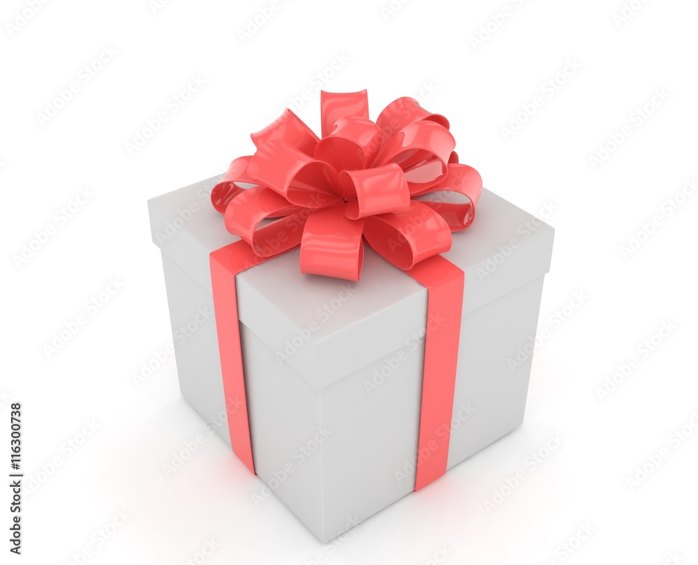 gift box with bows isolated on white. 3d rendering. gift box with bows isolated on white. 3d rendering.