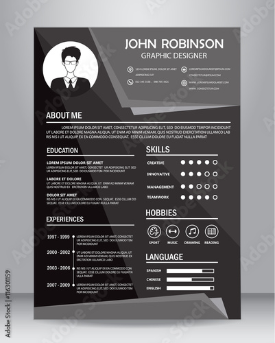 Job resume template. vector