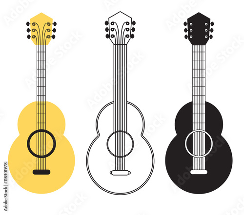 Classical acoustic guitar set.
