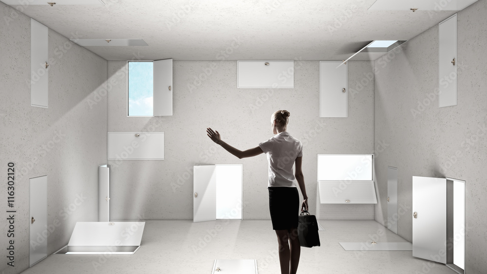 Fototapeta premium Trying to find way out. Mixed media .