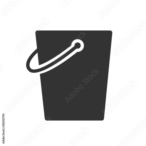 Bucket icon. Simple flat logo of bucket isolated on white background. Vector illustration.