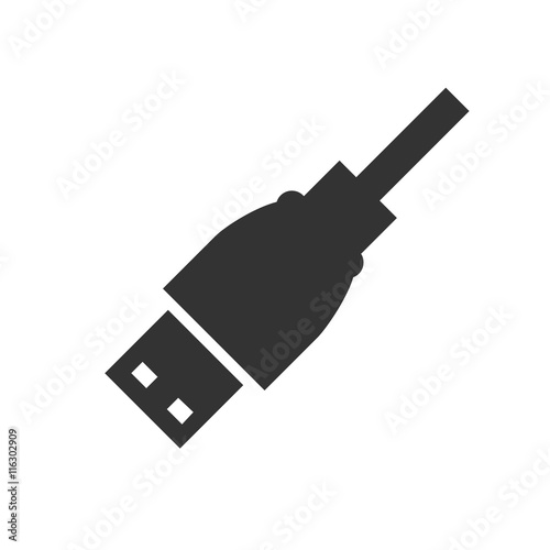 Usb plug icon. Simple flat logo of usb plug on white background. Vector illustration.