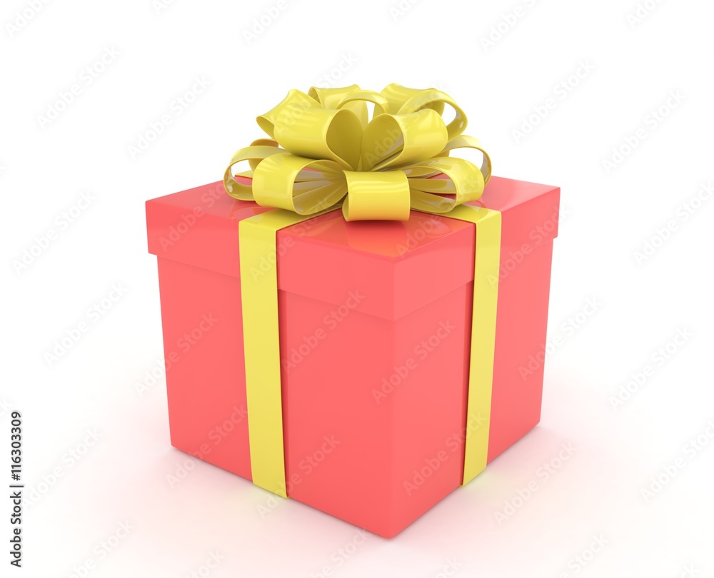 Obraz premium gift box with bows isolated on white. 3d rendering.