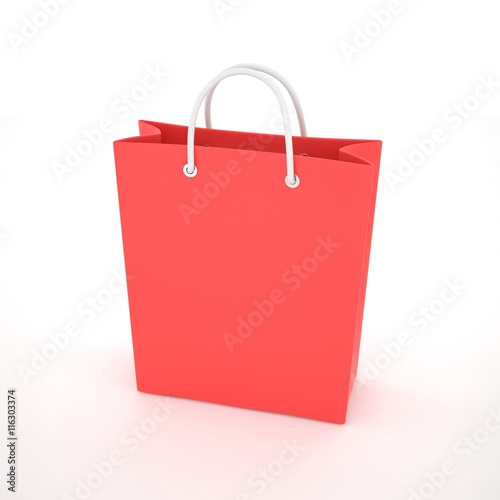 Paper Shopping Bag isolated on white background. 3d rendering.