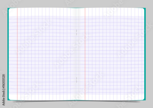 Double page de cahier d'écolier vert / coins arrondis