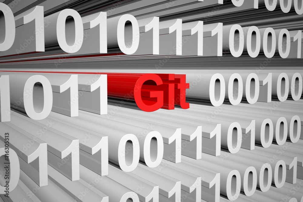 Git as binary code 3D illustration