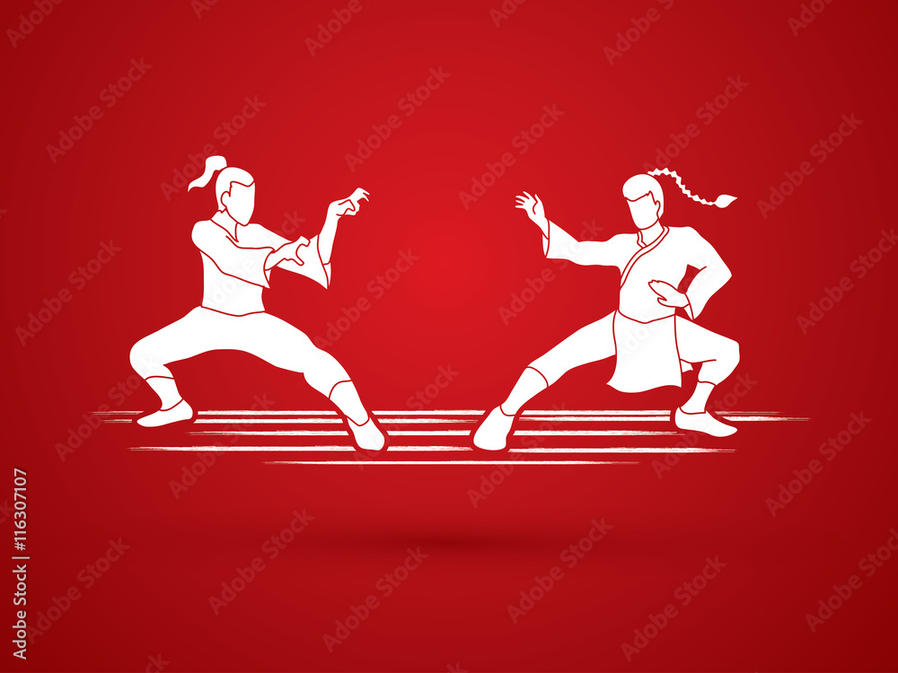 Kung Fu action ready to fight graphic vector. Kung Fu action ready to fight graphic vector.