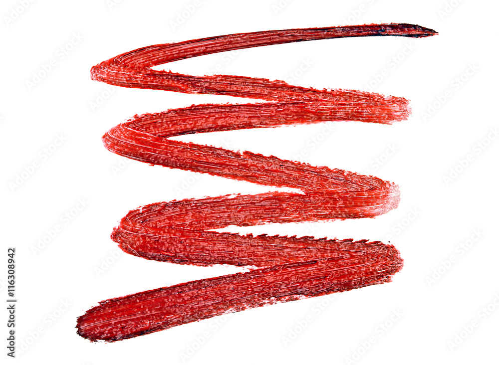 Red color lipstick stroke on white background Red color lipstick stroke on white background