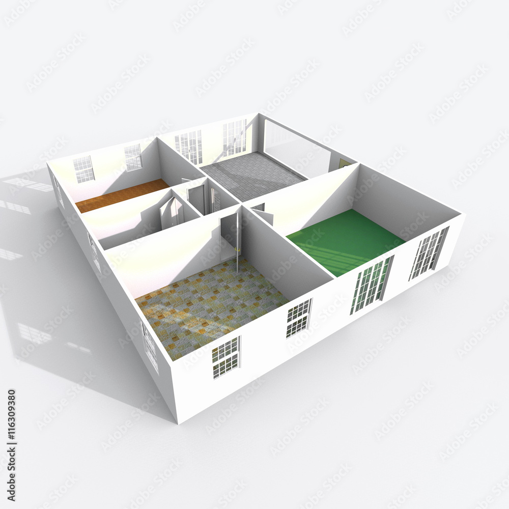 Fototapeta premium 3d interior rendering perspective view of empty home apartment with floor materials