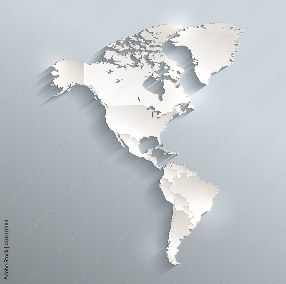 Fototapeta premium America political map 3D vector individual states separate