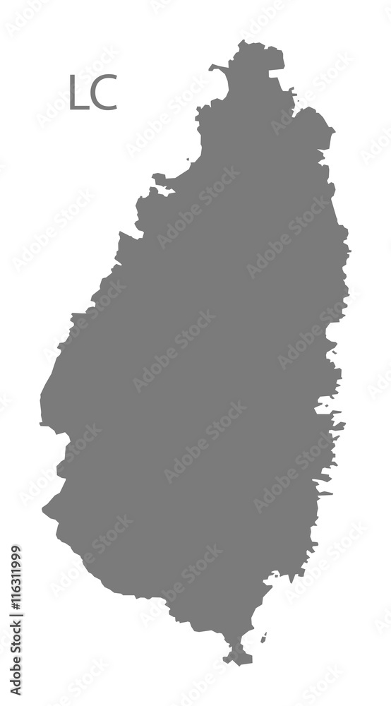 St Lucia Map grey