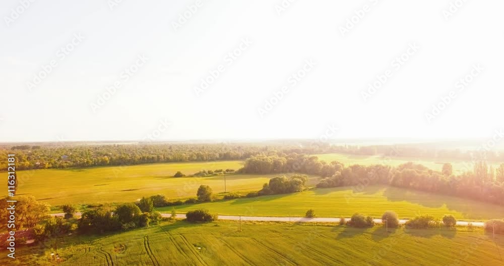 Flight Over a Large Green Field Flight Over a Large Green Field