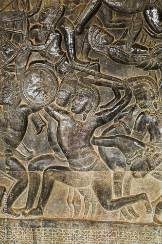 Warriors on walls, Siem Reap, Cambodia