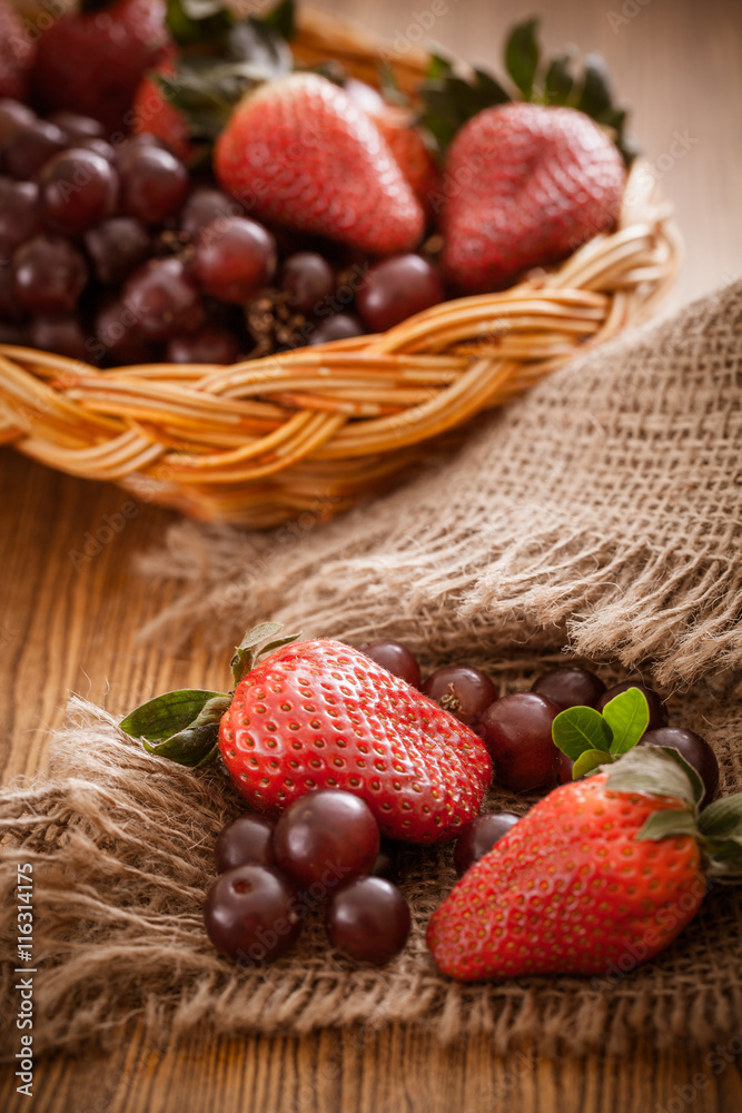 Blueberries and strawberries