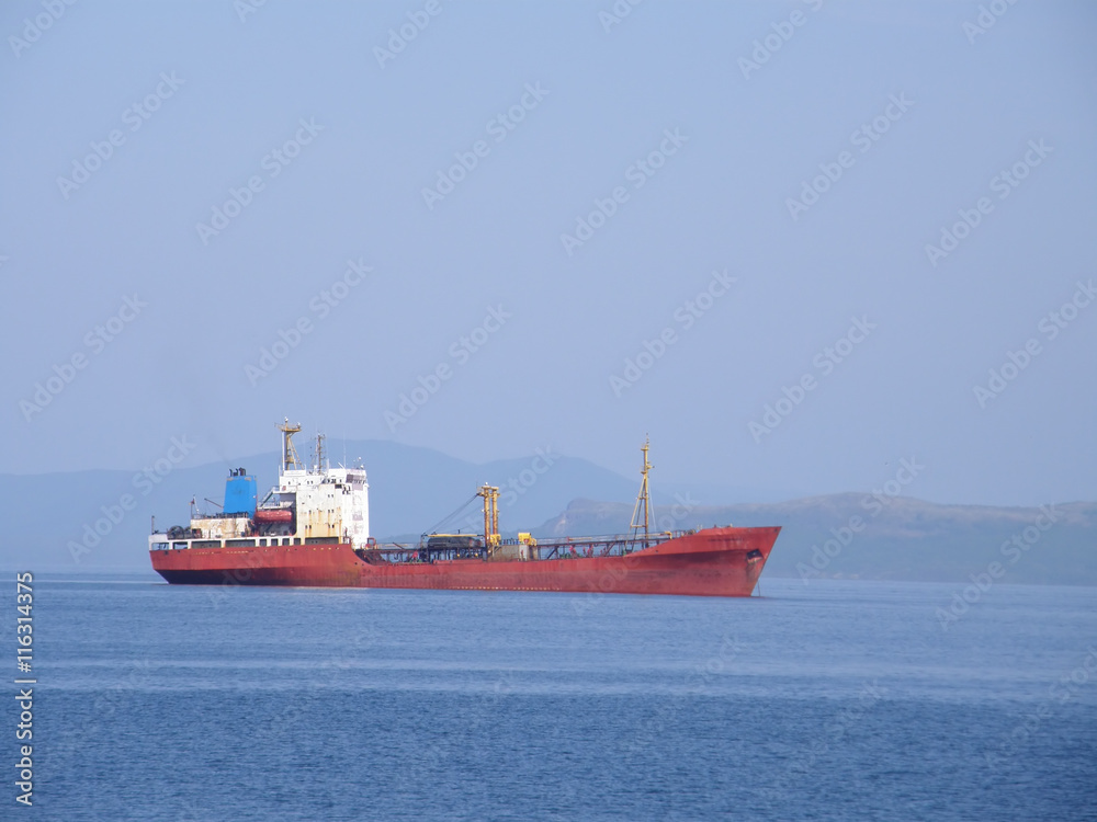 Fototapeta premium A ship at sea.