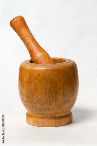 Crafts from wood: mortar and pestle