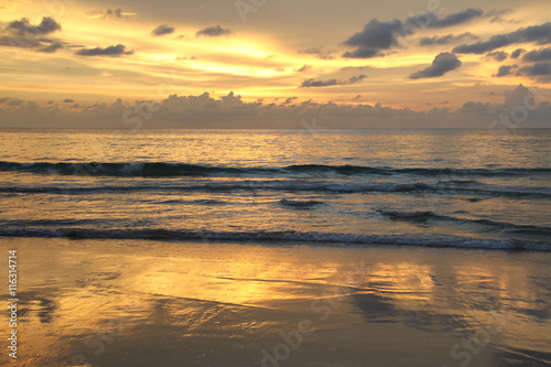 Golden sunset on the Andaman sea  Thailand