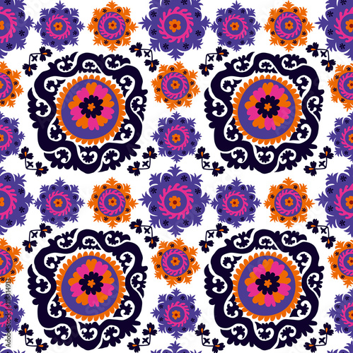 seamless pattern of traditional asian carpet embroidery Suzanne. photo