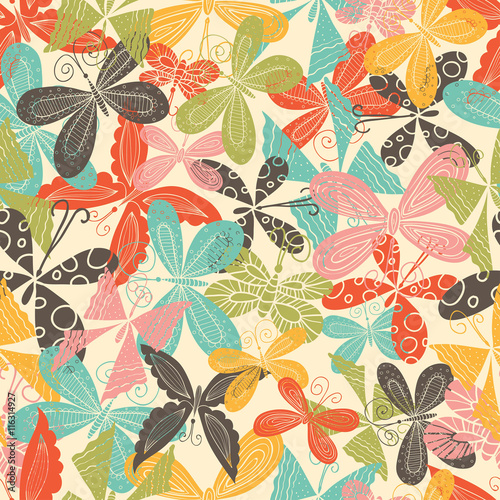 Cute butterfly. Vector seamless pattern. EPS 10 vector illustration.