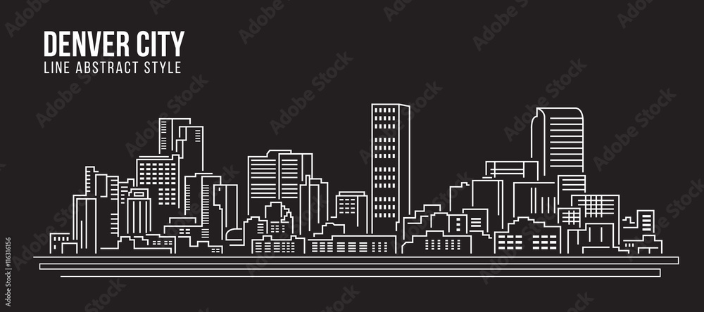 Cityscape Building Line art Vector Illustration design - Denver city