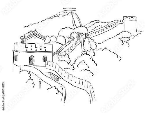 China Great Wall Vector Sketch