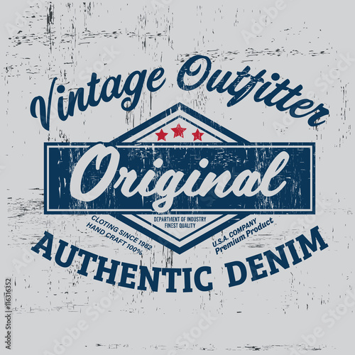 Typography vintage outfit brand logo print for t-shirt. Retro artwork vector illustration