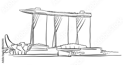 Singapore Marina Bay Outline Sketch