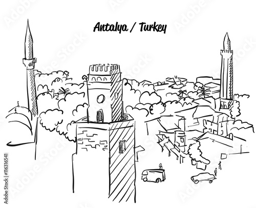 Antalya Turkey Old Town Colouring Page